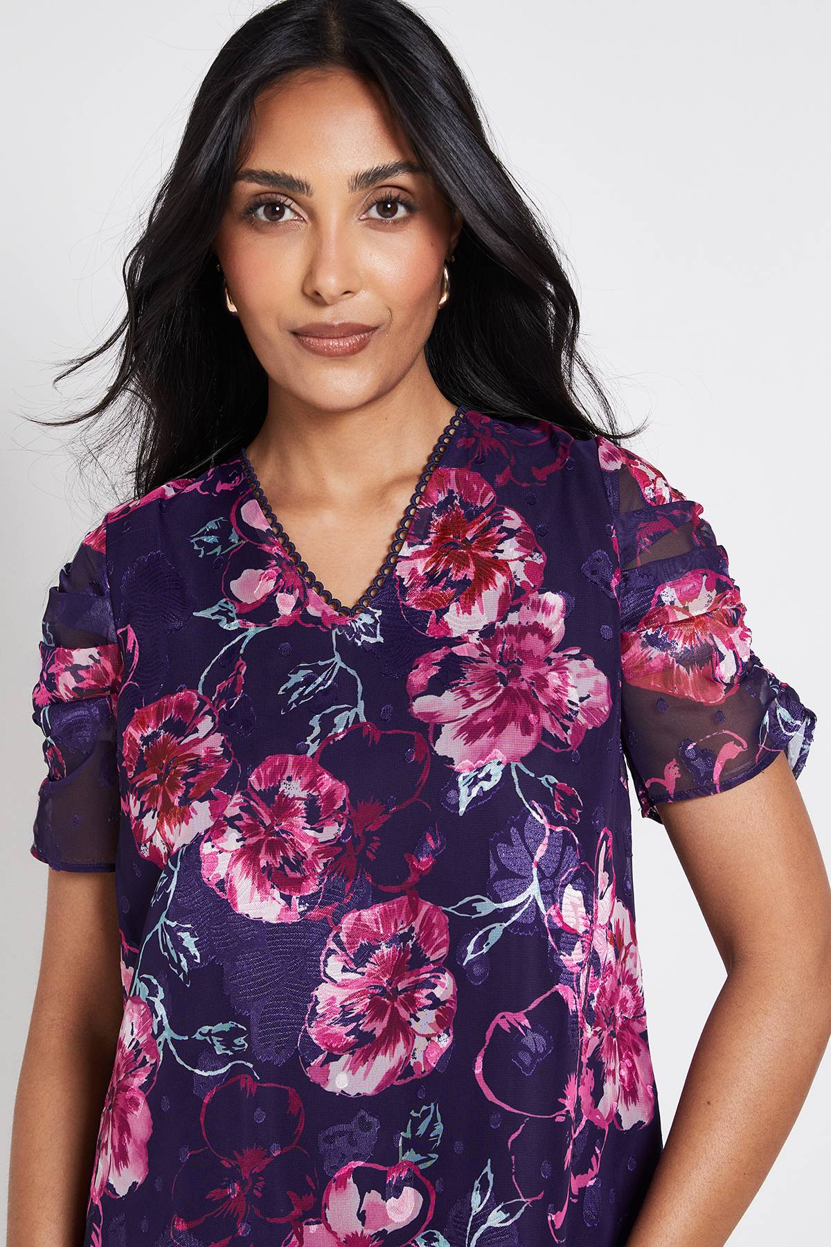 Wallis Robe Droite À Manches Bouffantes Et Motif Fleuri Petite