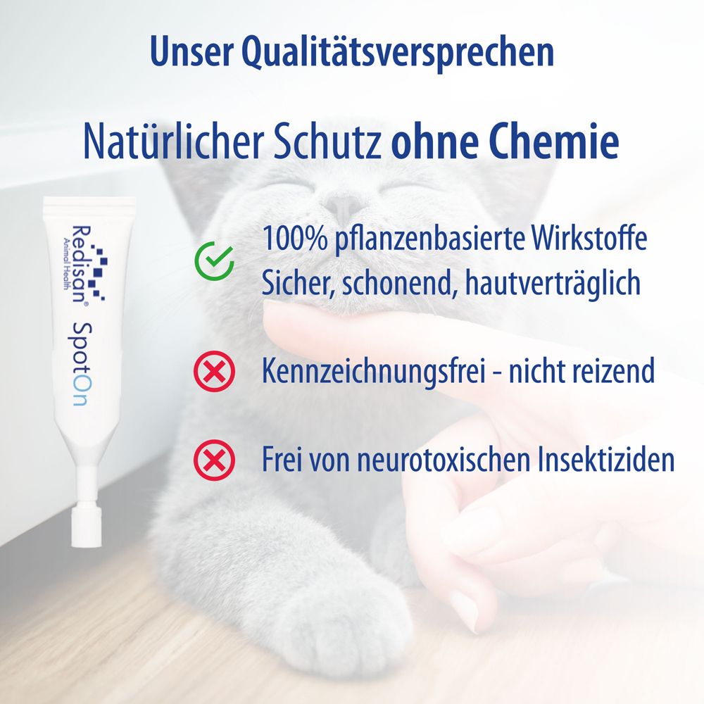 Redisan® Katzen Spot on - Pflanzenbasiertes Zeckenmittel - OHNE CHEMIE - Effektiver Schutz vor Zecken Flöhen & Insekten - Zeckenschutz Katze ohne Nebenwirkung - Bis zu 15 Wochen