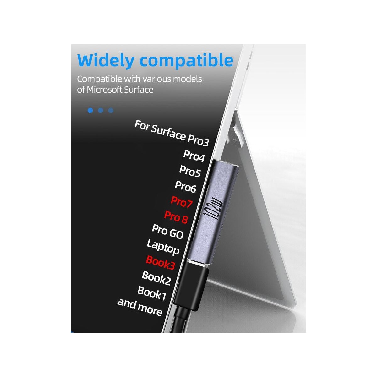 NÖRDIC USB-C ladeadapter for Microsoft Surface 15V 6.8A 102W