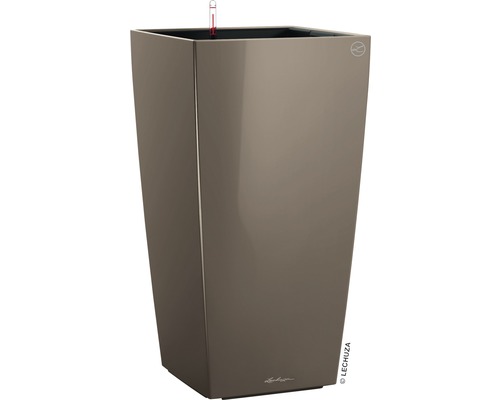 Lechuza Cubico 30 plantenbak complete set H 56 cm taupe incl. zelfbewateringssysteem, plantenbak, substraat, waterniveau-indicator