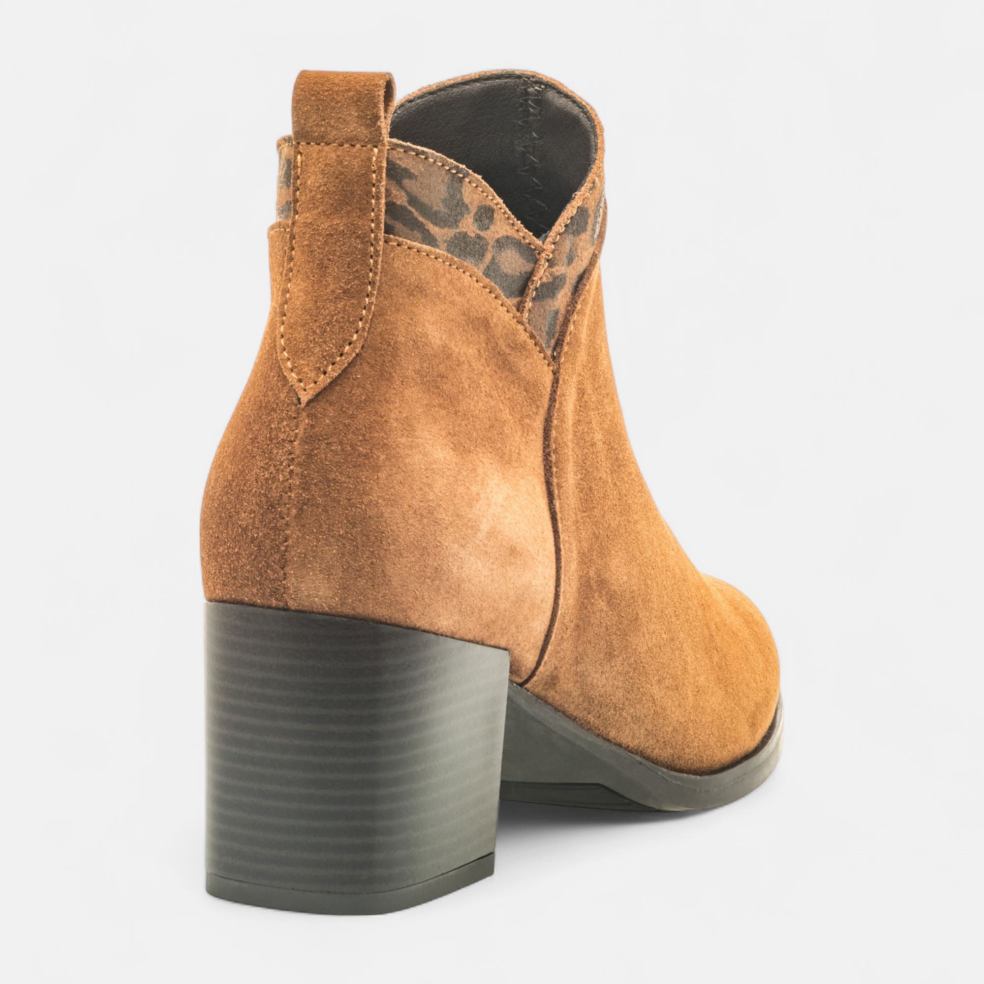 Boots à talon Femme en cuir cognac