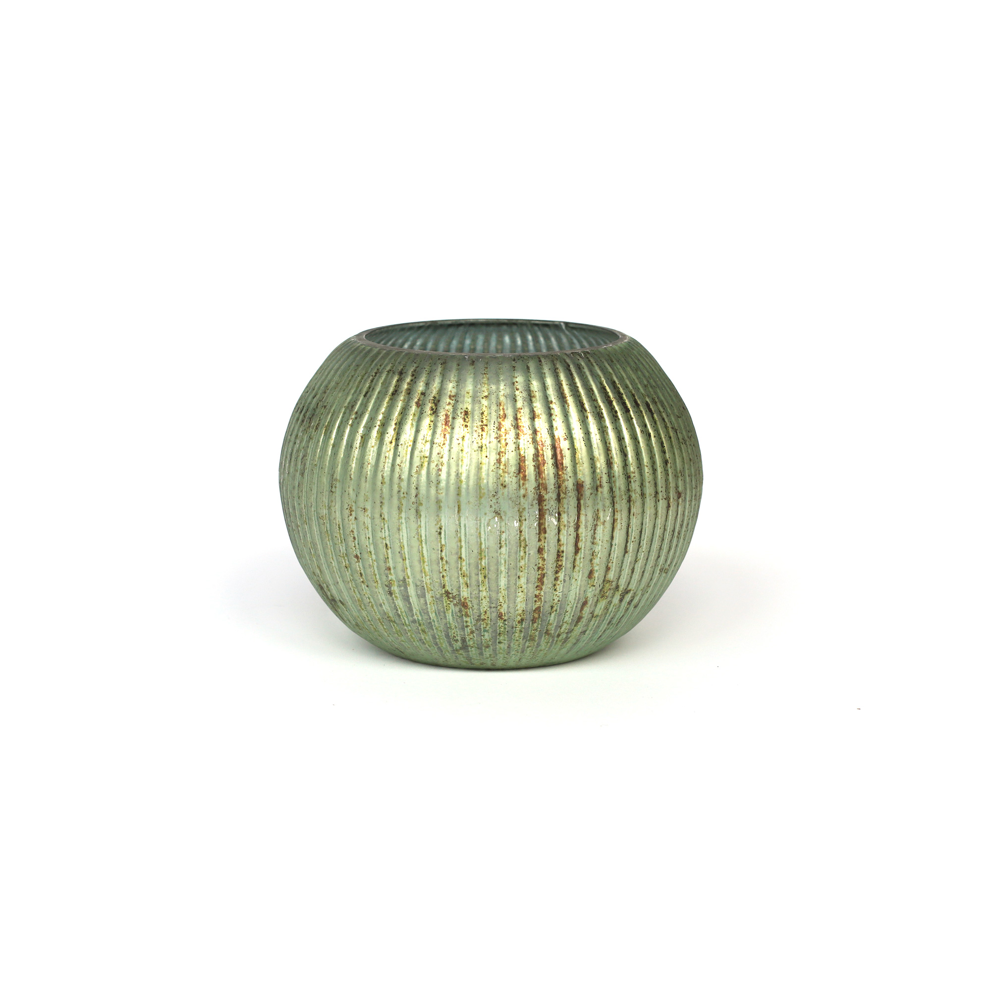 Windlicht 'Roule' grün-silber, Ø 14 cm, H 10 cm von fischer's lagerhaus