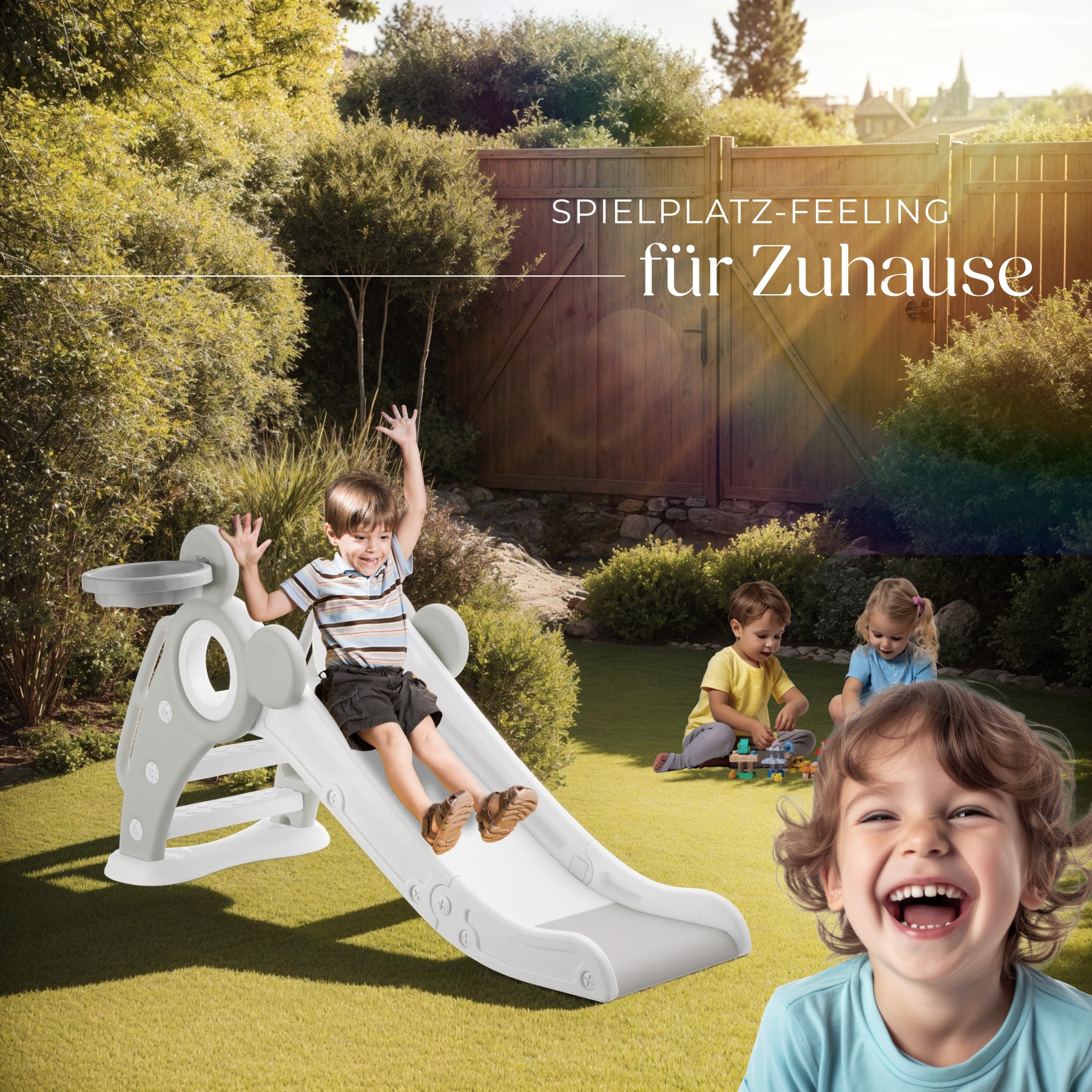 tectake® Kinderrutsche, ab 2 Jahren, In- und Outdoor, Belastbarkeit 50 kg, 128 x 66,5 x 67,5 cm