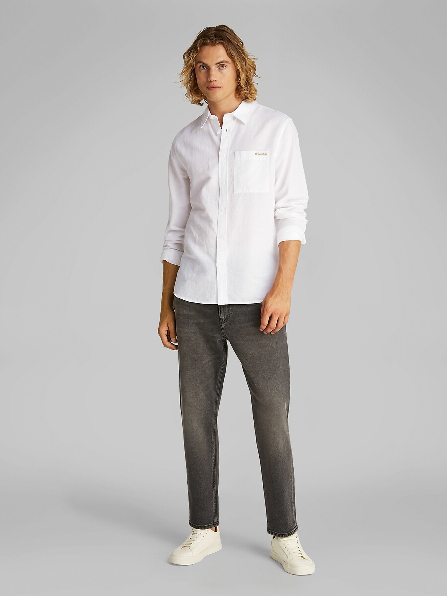 CALVIN KLEIN JEANS<br>Camisa de algodão e linho