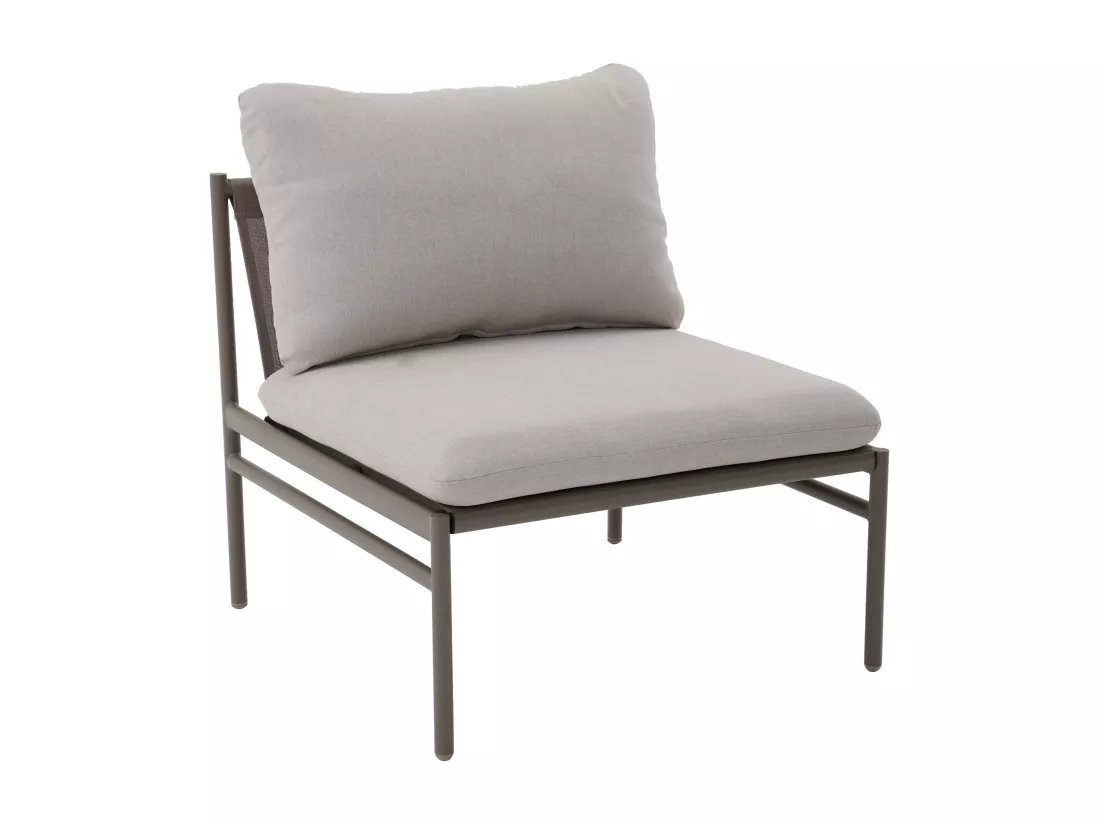 Salon de jardin modulable en acier : un canapé d'angle 5 places et tables basses gigognes - Taupe - ULAME de MYLIA
