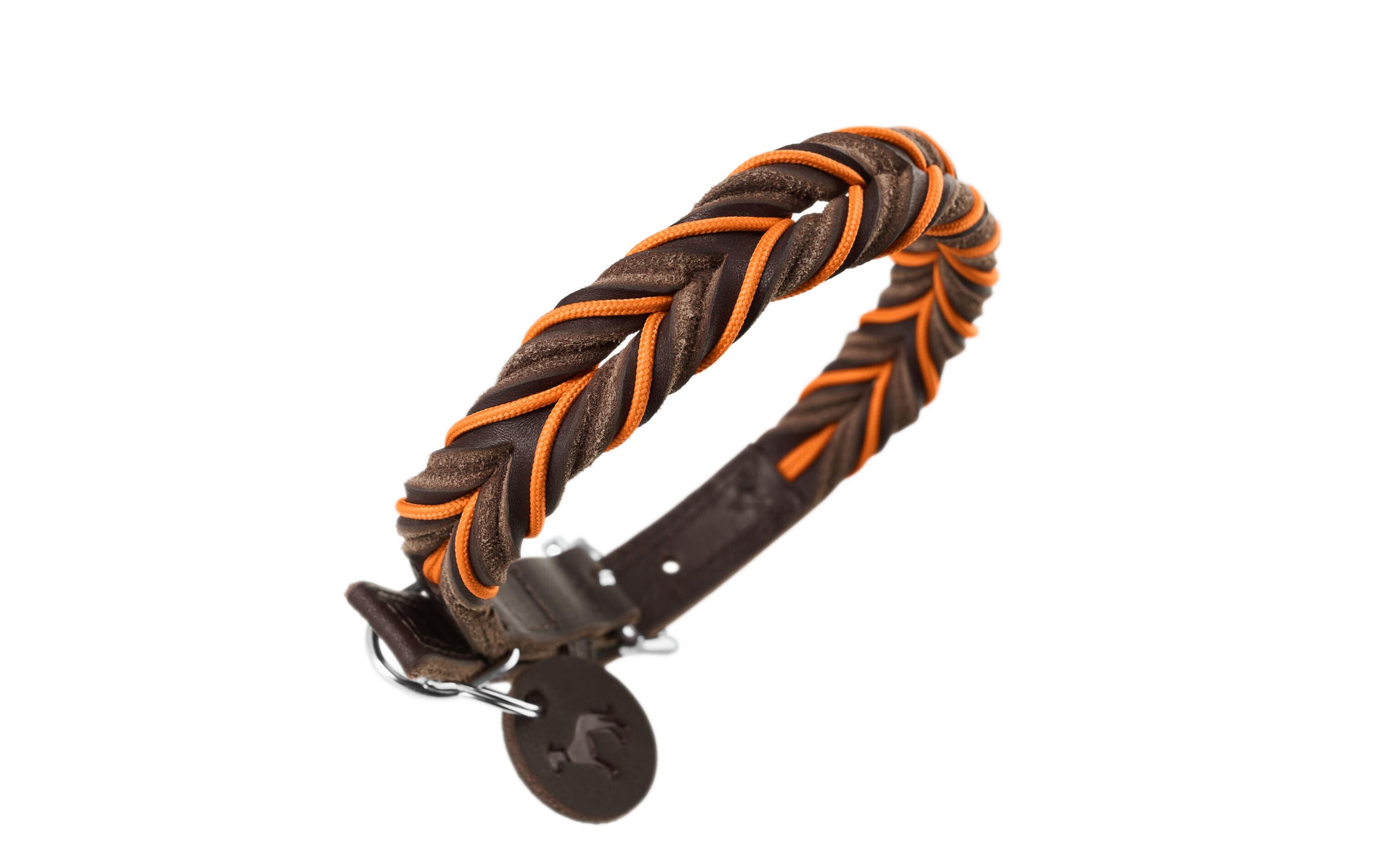 Halsband Solid Education Cord, M-L (60), Dunkelbraun/OrangeHundehalsband