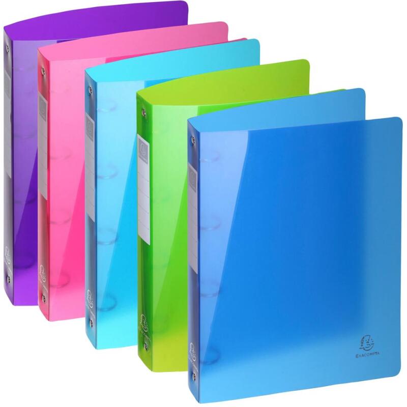 Classeur 4 anneaux plastifié Exacompta Iderama A4 maxi - Dos 4 cm couleurs  assorties