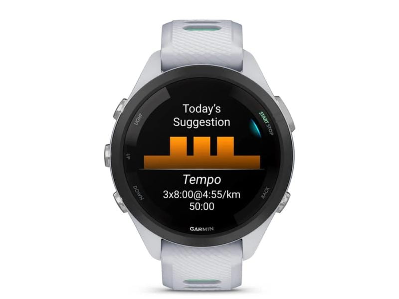 GARMIN Sportuhr Forerunner 265S Music Weiss Smarte Laufuhr