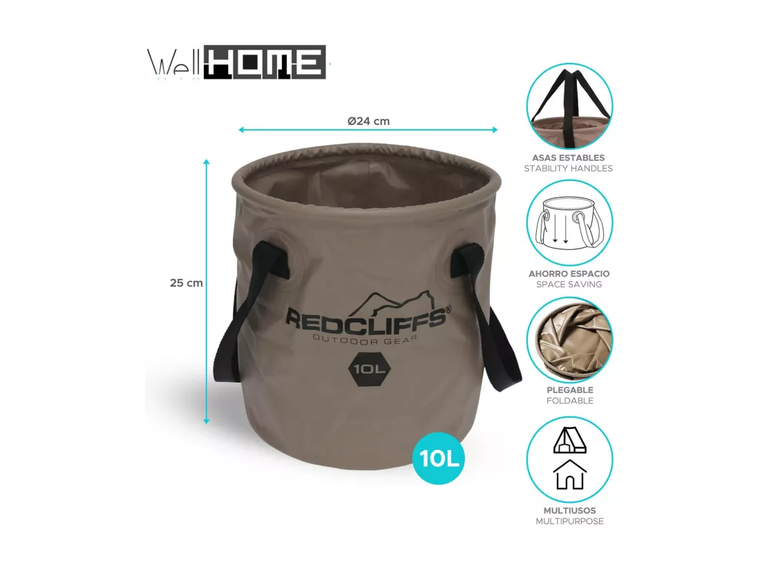 Seau pliable Well Home avec anses rondes Ø24x25cm de 10L