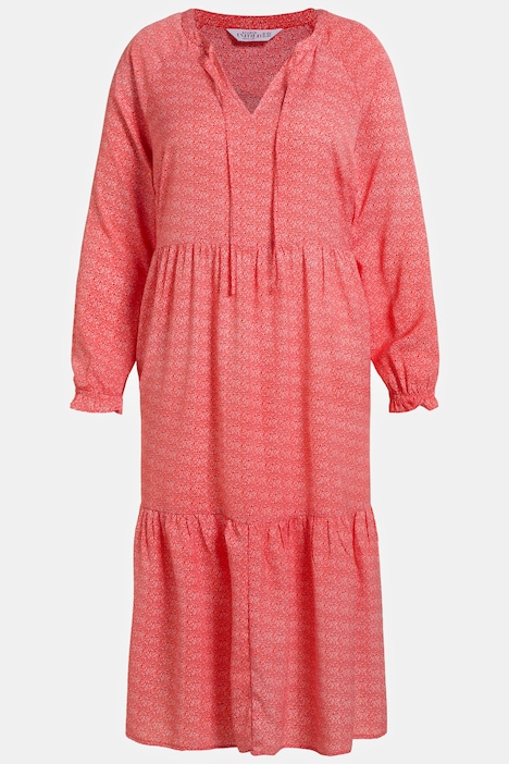 Midikleid, A-Line, Rundhals, Langarm, Minimal Herzen Print