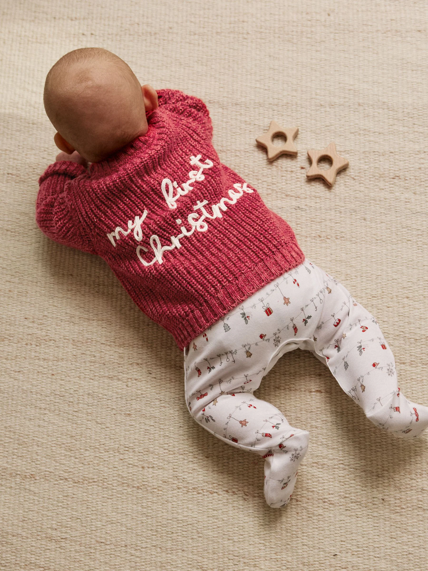 Rood - My First Christmas gebreid babyvest