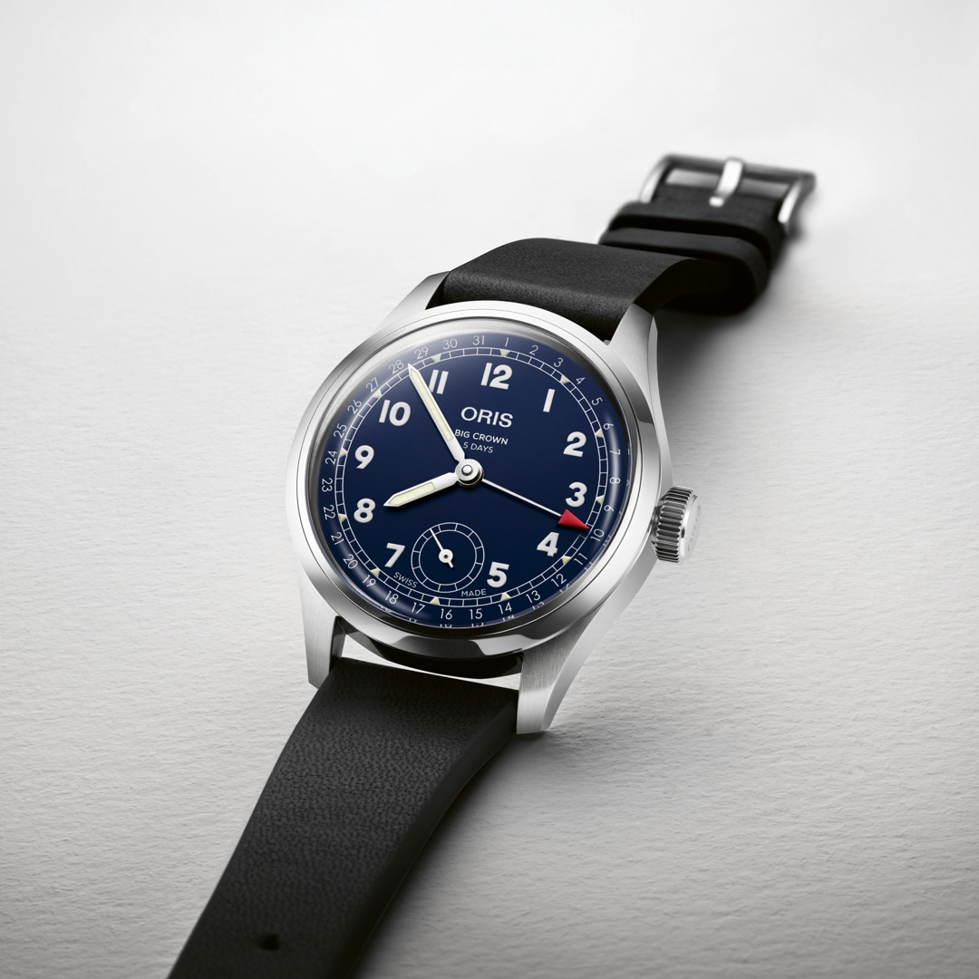 Oris Big Crown Pointer Date Calibre 403 Blau auf Lederband