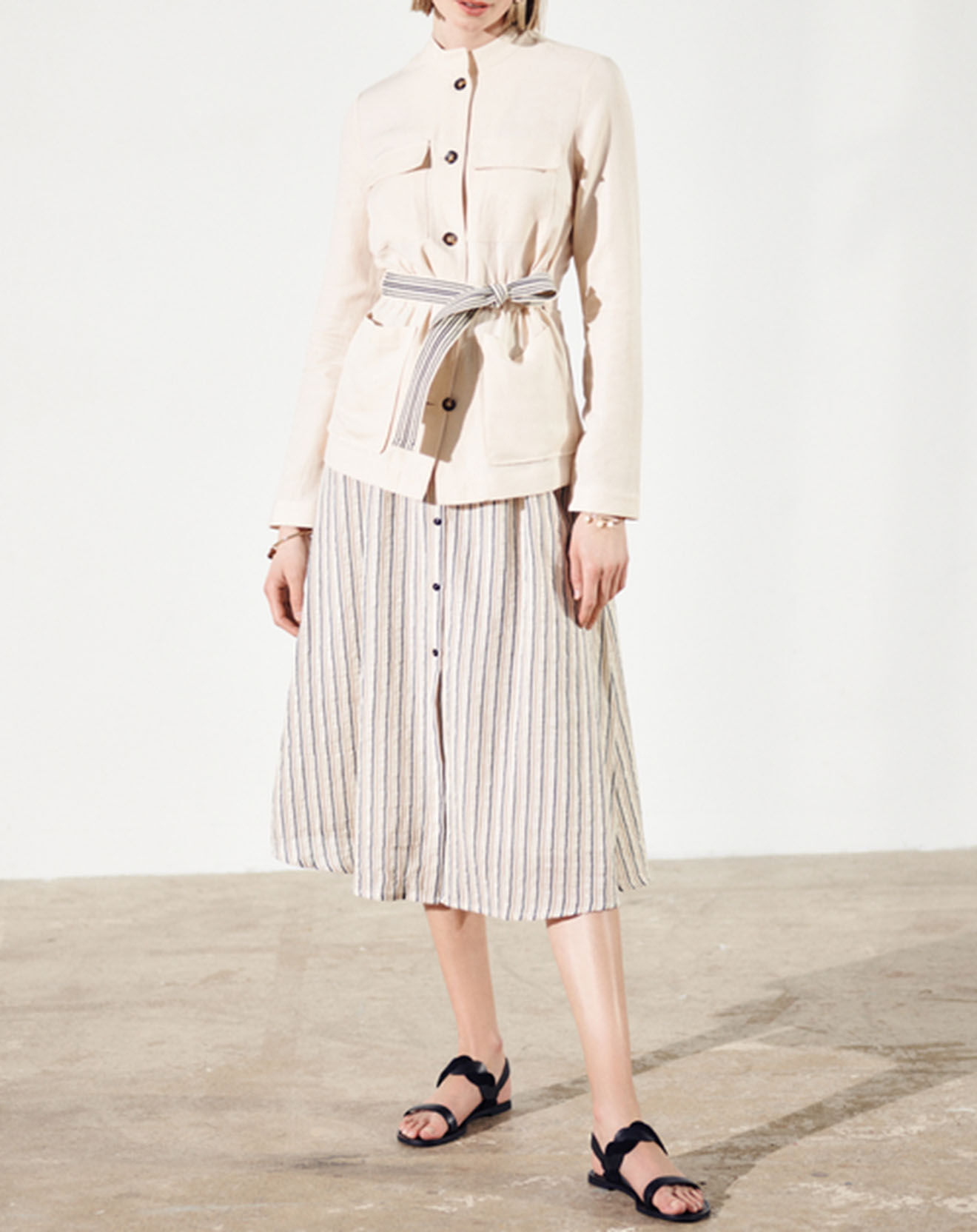 Caroll Jupe Beth à rayures beige