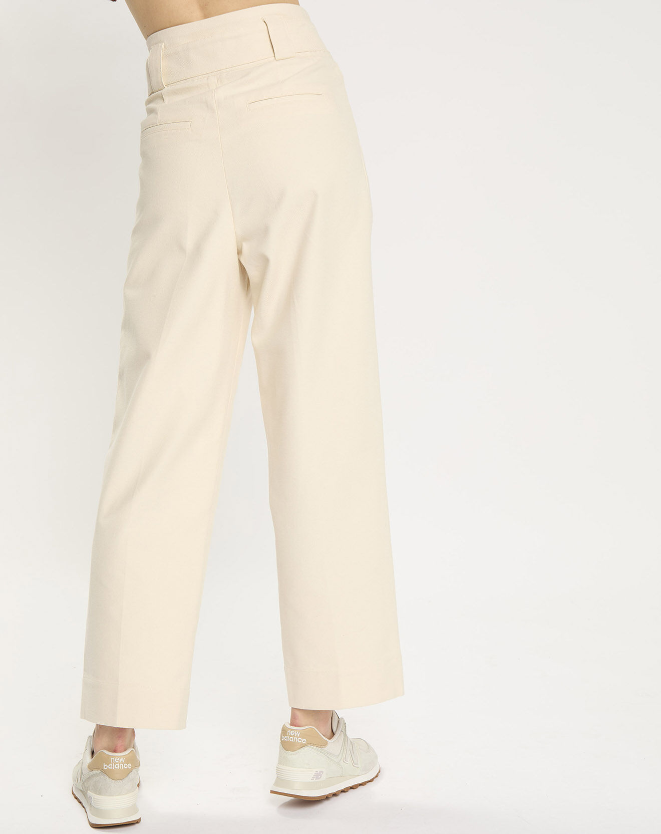 Scotch & Soda Pantalon taille haute droit noeud taille écru
