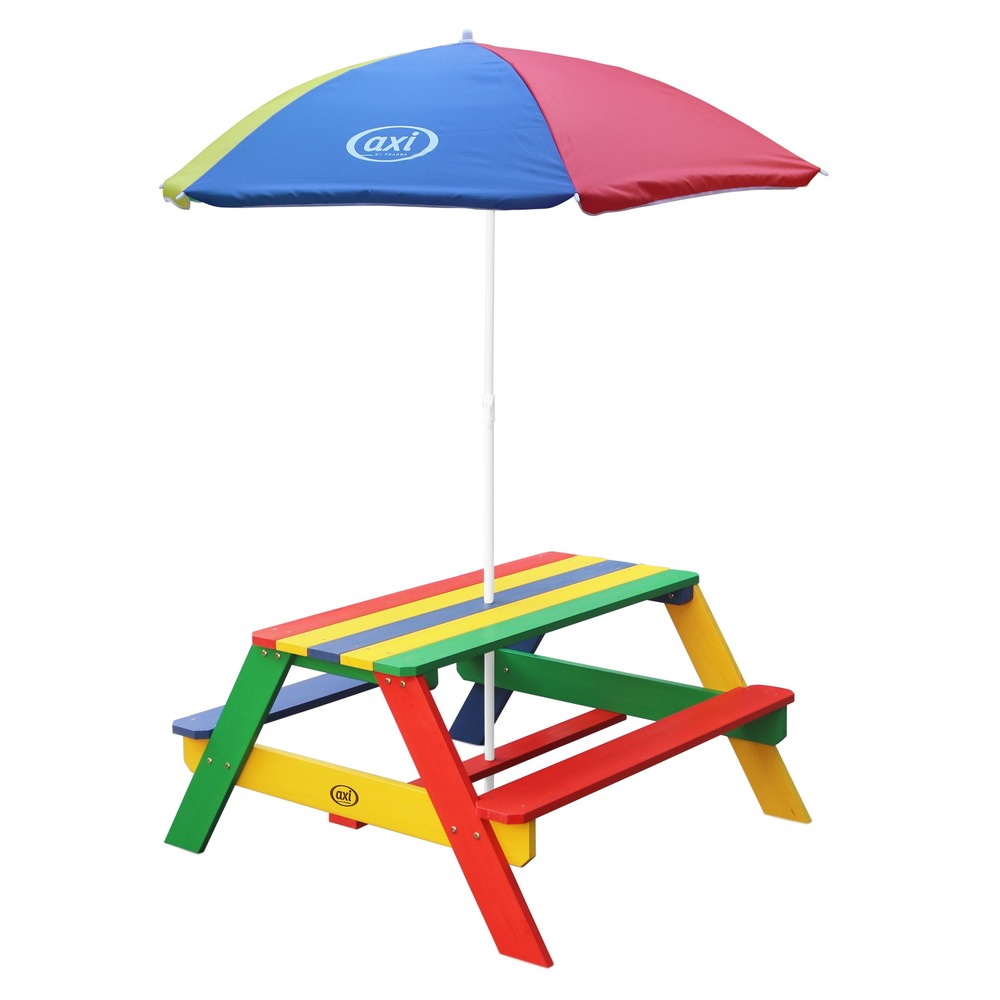 Axi nick table pique nique avec parasol multicouleur