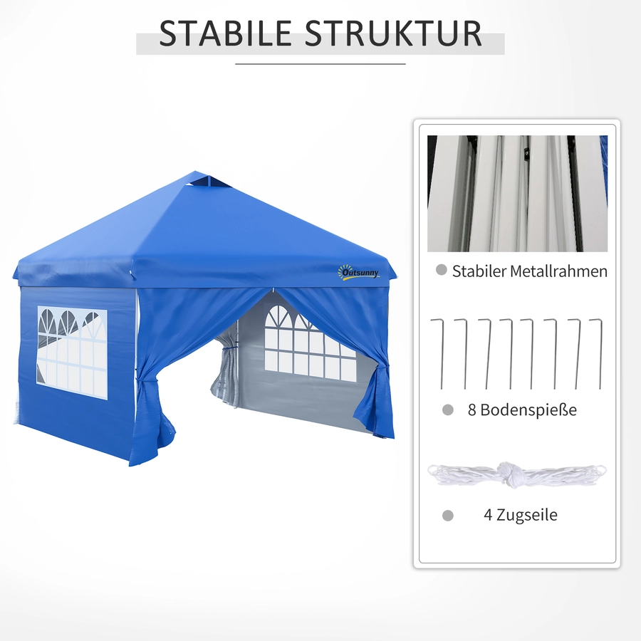 Outsunny Pavillon mit Rolltasche blau