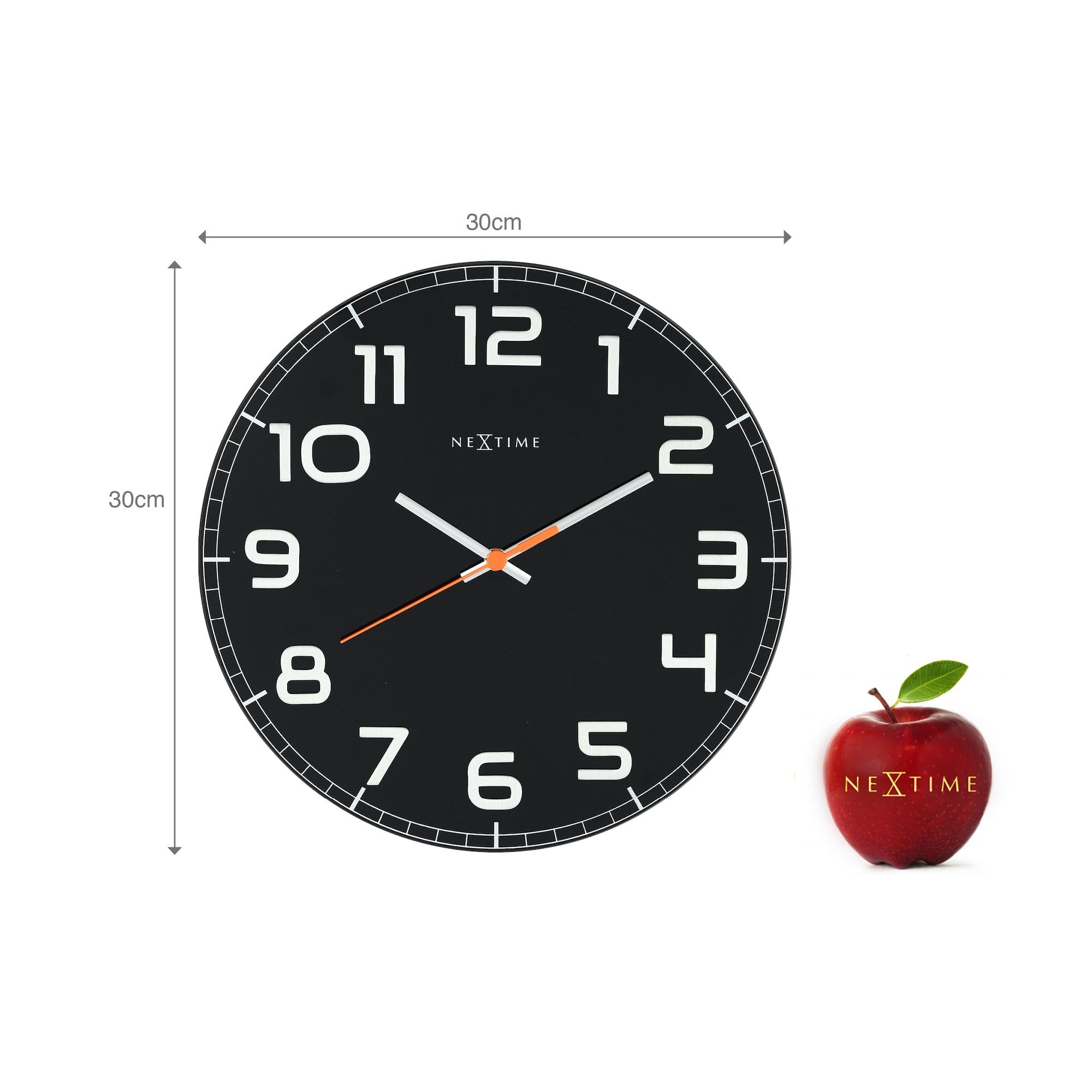 NeXtime - NeXtime - Wandklok - 30 x 3.5 cm - Glas - Zwart - 'Classy