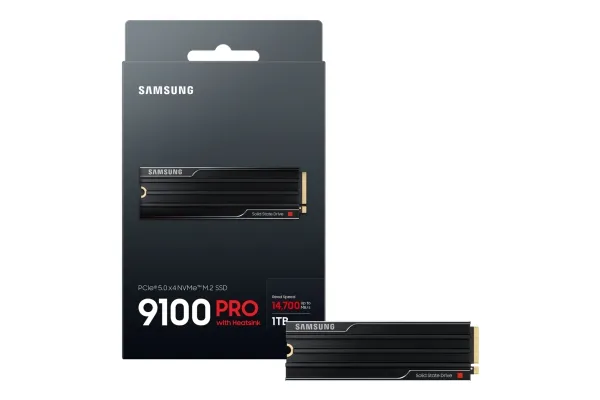 Samsung 9100 PRO MZ-VAP1T0 - SSD - krypteret - 1 TB - med køleplade - intern - M.2 2280 - PCI Express 5.0 x4 (NVMe) - 256-bit AES - TCG Opal Encryption 2.0 - sort