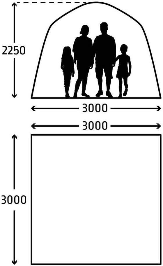 KAMPA Air Shelter 300 – Aufblasbares Partyzelt 3x3 m – Sonnensegel mit 6000 mm Wassersäule – inkl. Seitenwände, Handpumpe, Heringe – Camping Pavillon & Sonnenschutz