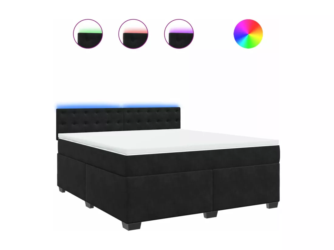Sommier à lattes de lit avec matelas Noir 180x200 cm Velours