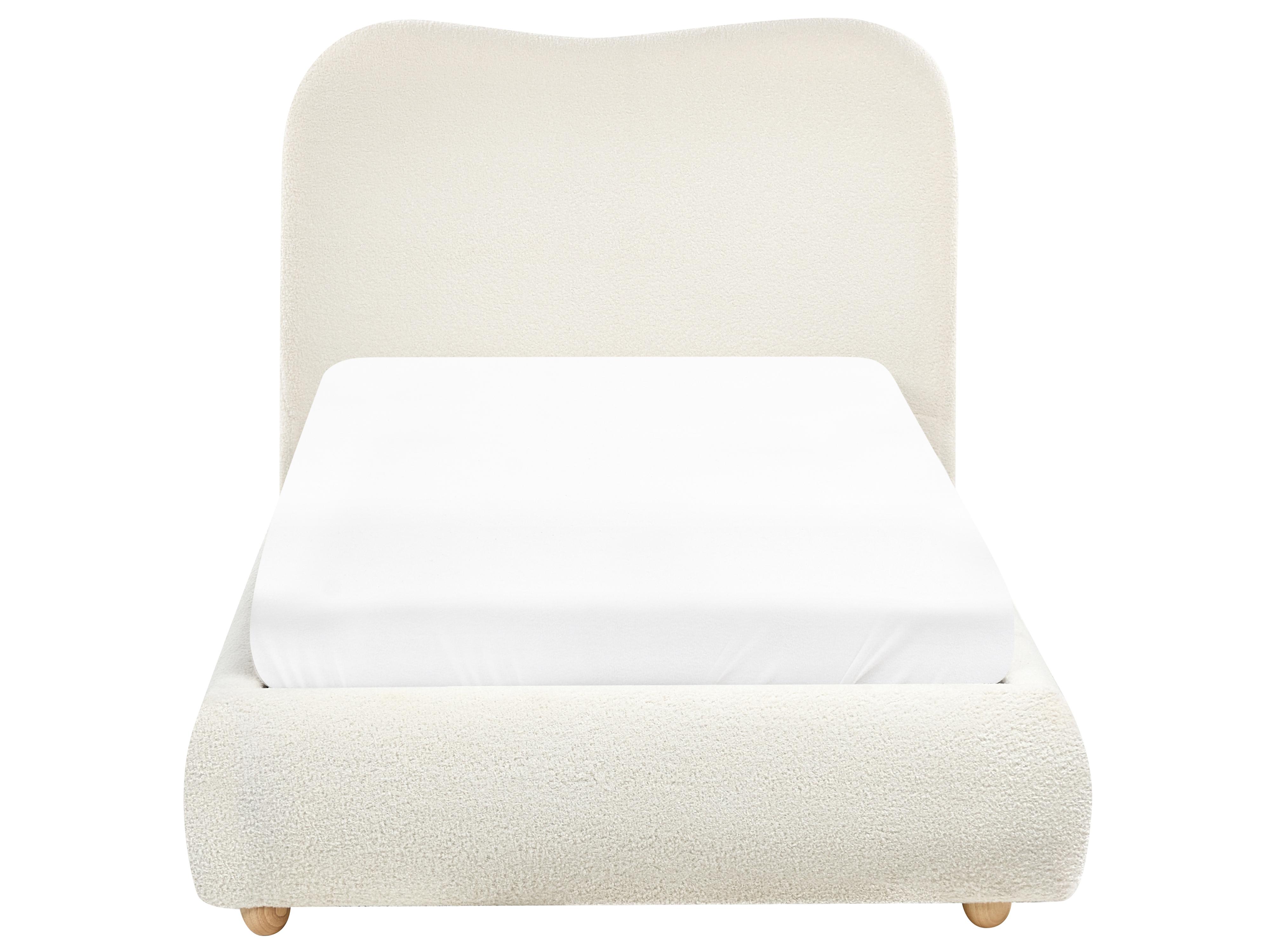 Bed met opbergruimte Bouclé BLAGNAC 90 x 200 cm Gebroken wit