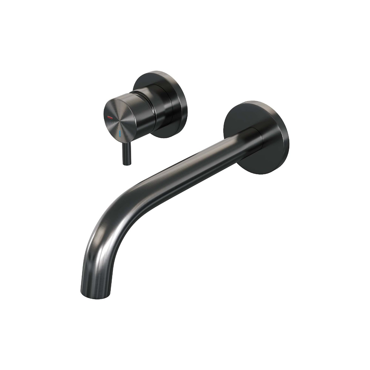 Brauer Gunmetal Edition ColdStart wastafelkraan inbouw gebogen uitloop en rozetten model B2 gunmetal geborsteld PVD