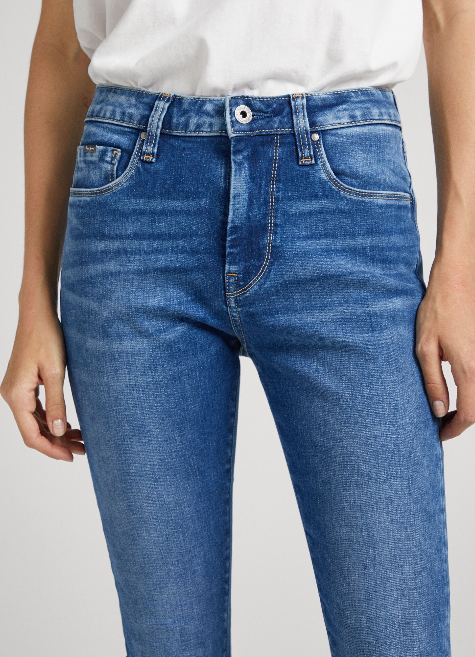 Calça jeans skinny de cintura alta estilo regent fit - jeans