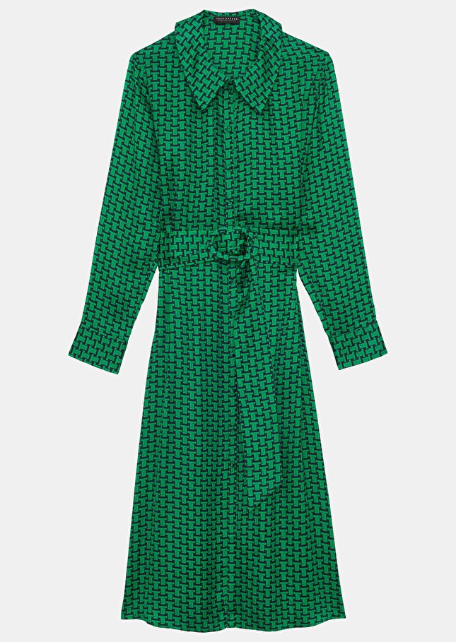 Robe Rachelevert émeraude imprimée monogramme