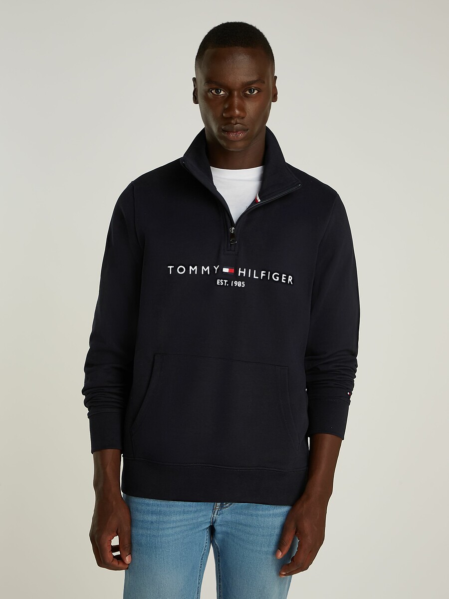 Suéter TOMMY HILFIGER com gola alta e meio zíper com o logotipo Tommy.