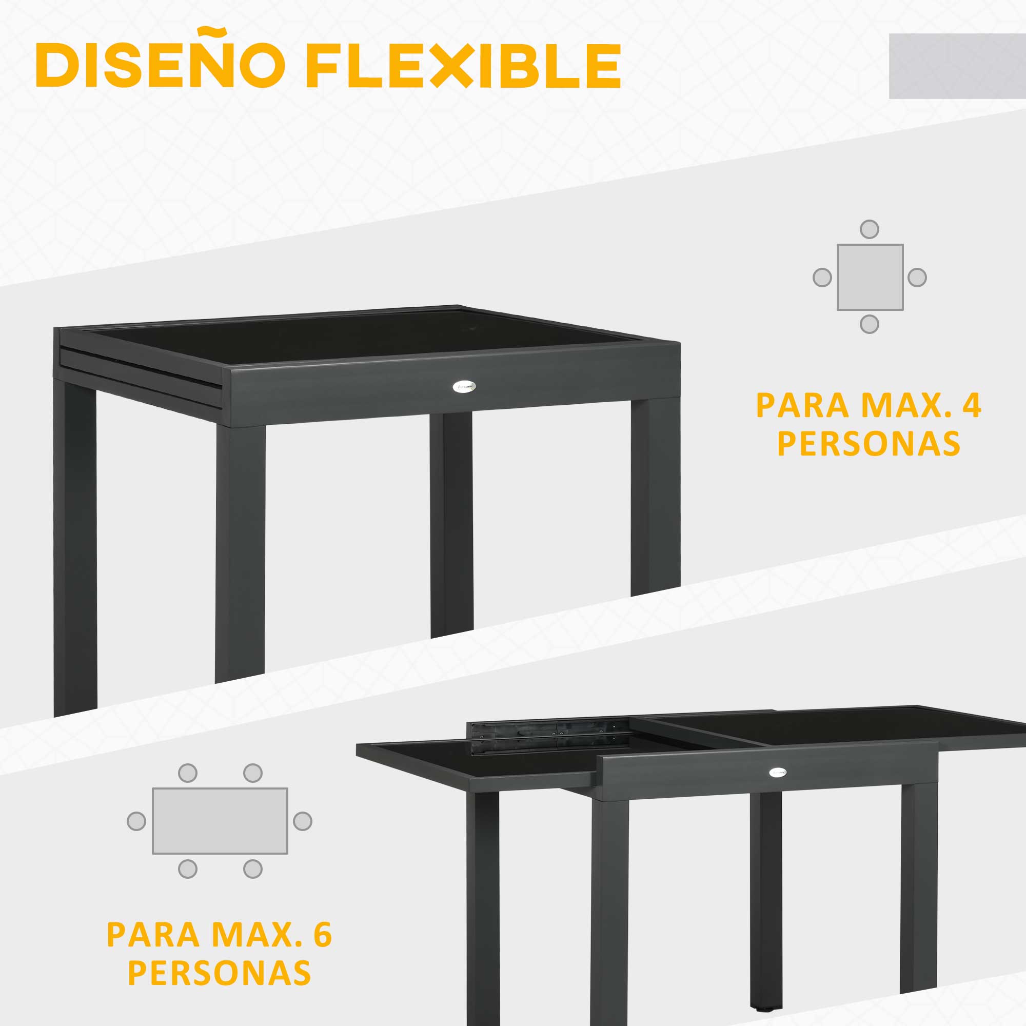 Mesa de jardim extensível em alumínio Outsunny