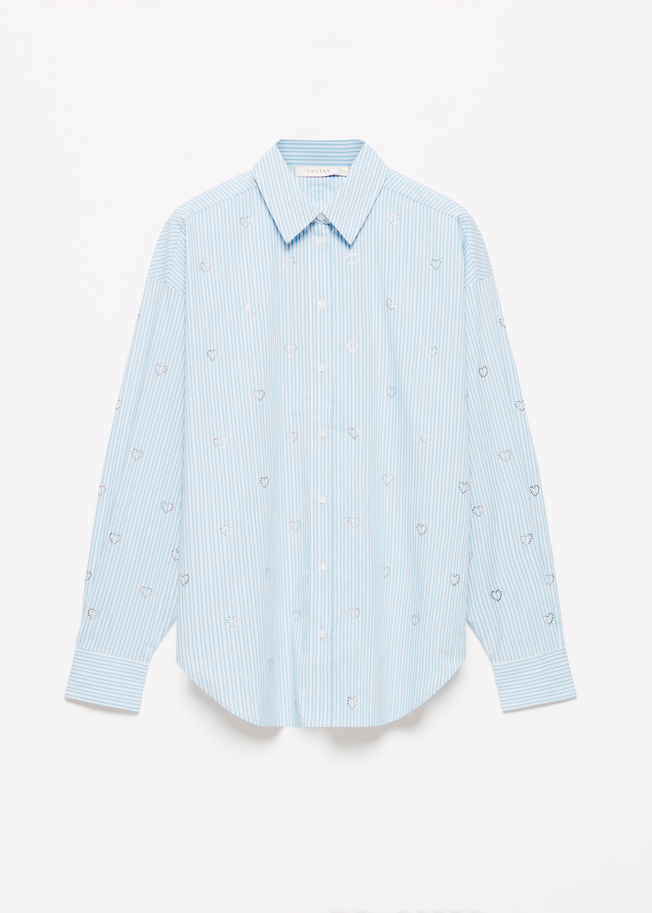 Gestreepte blouse met glitter hartjes