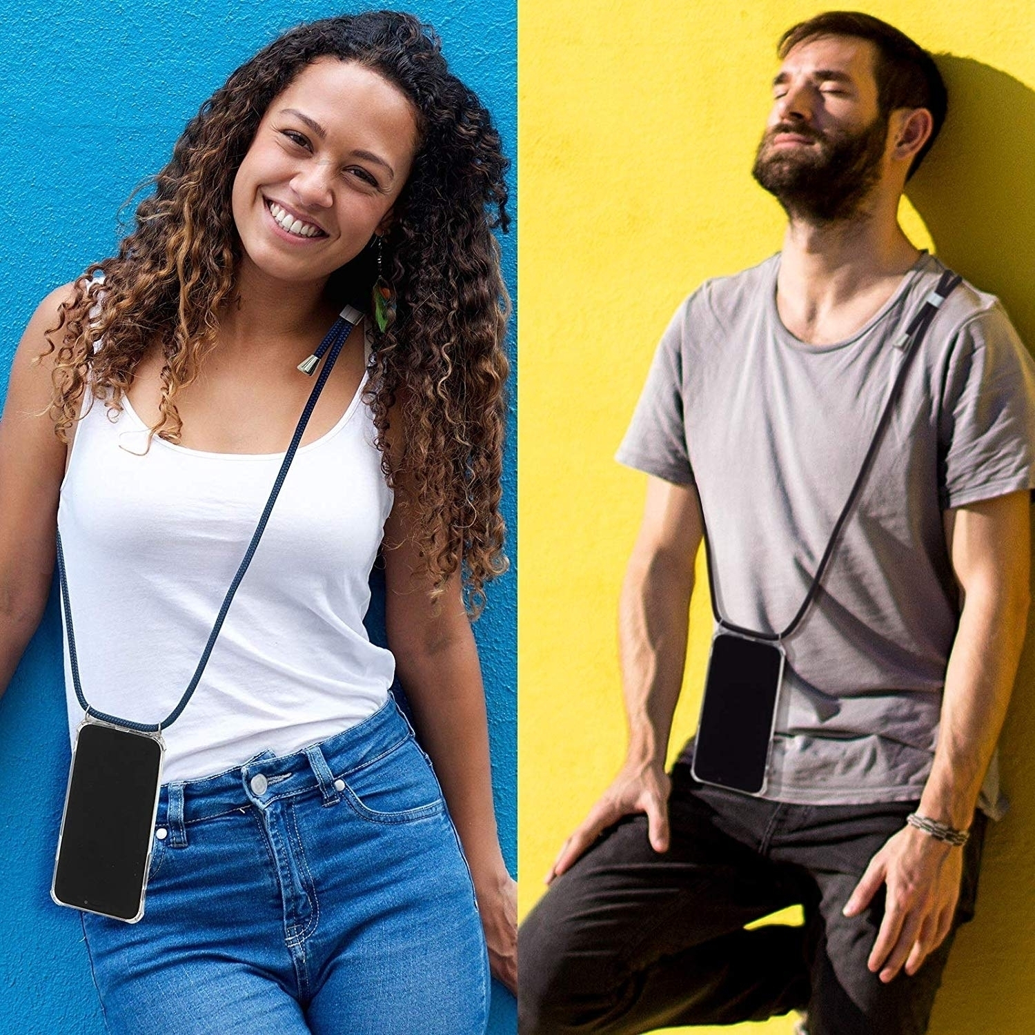 iPhone 16e Necklace Gummi Hülle Air Cushion Fallschutz   Handykette (150cm) - Weiss / Silber
