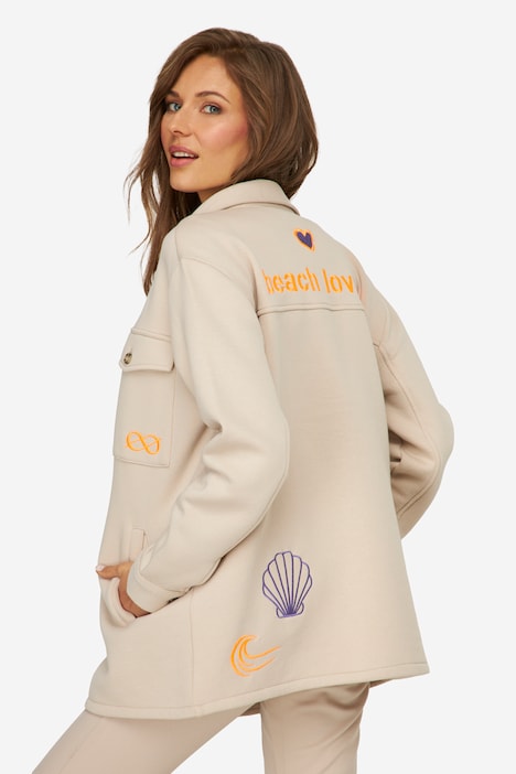 Jacke, Sweat mit Print, Hemdkragen, Langarm, OEKO-TEX