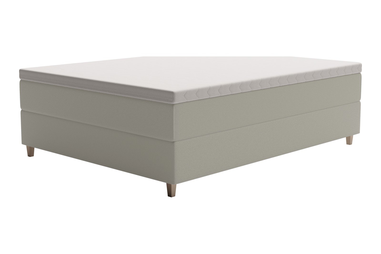 XOV Venus Kontinentalseng 150x200 cm i tekstil Terranova 08 krem, medium/medium med Premium 15 overmadrass og sort firkantede ben, gavl selges separate