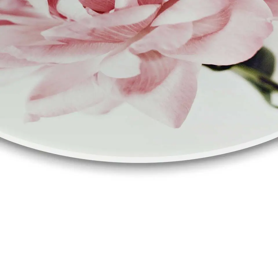 Glasschilderij Pioenroos - Ø 50cm - Roze