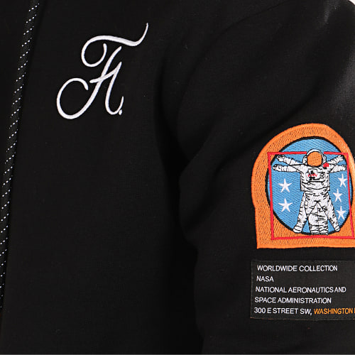 Sweat Capuche Space Exploration Avec Patchs Et Broderie 287 Noir