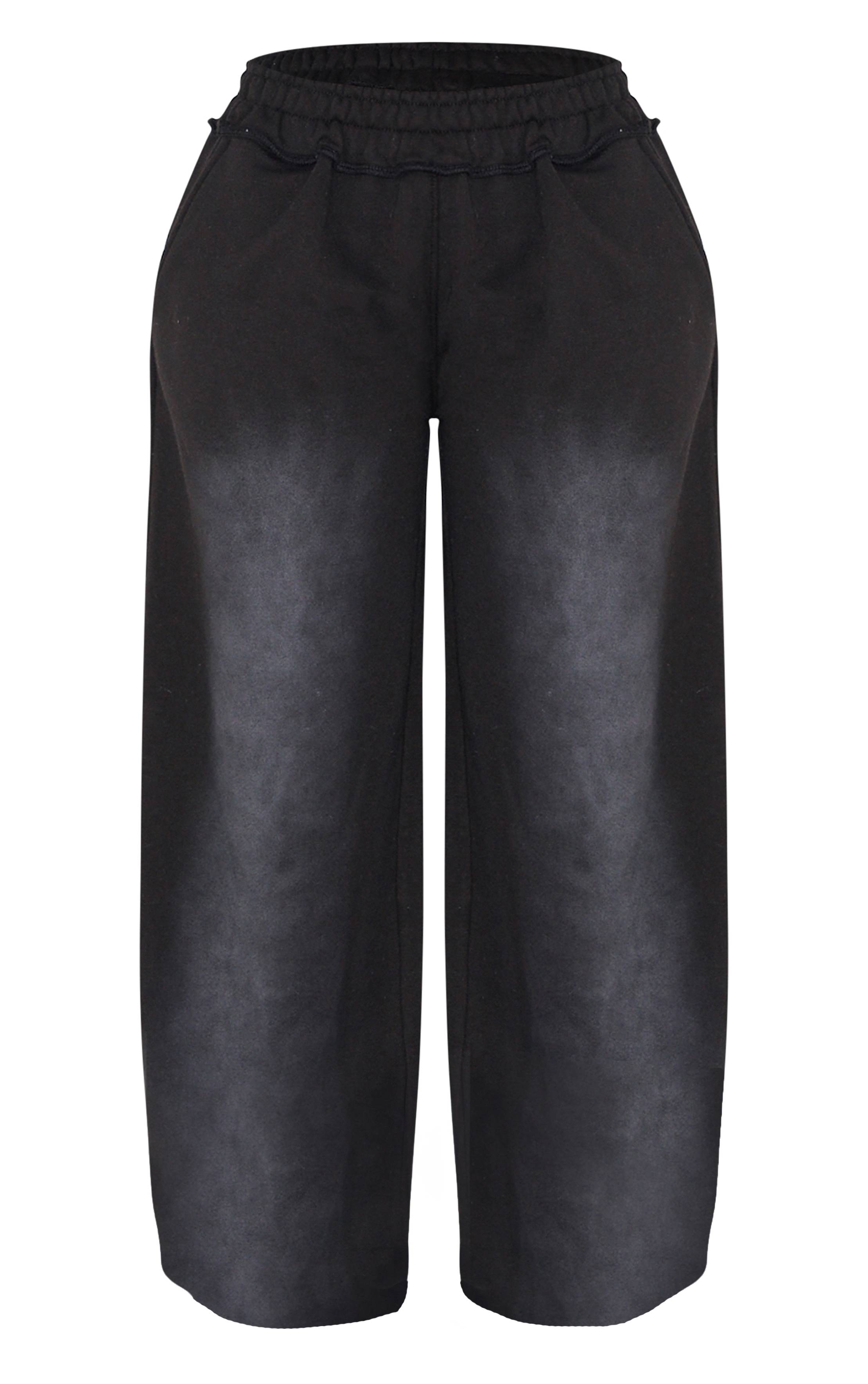 Noir Délavé Joggers Taille Haute Délavée Coupe Large Shape