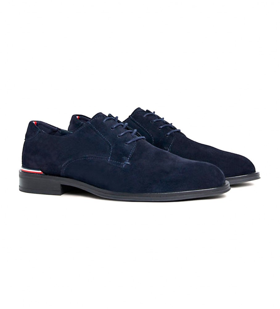 Sapatos Derby Tommy Hilfiger Signature em couro azul-marinho