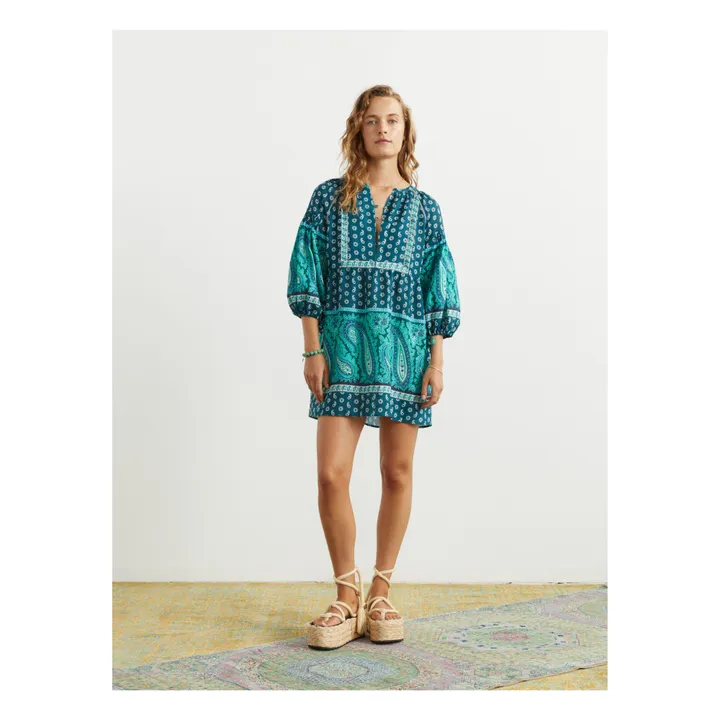 Boteh Robe Elba Mini Lin | Vert émeraude