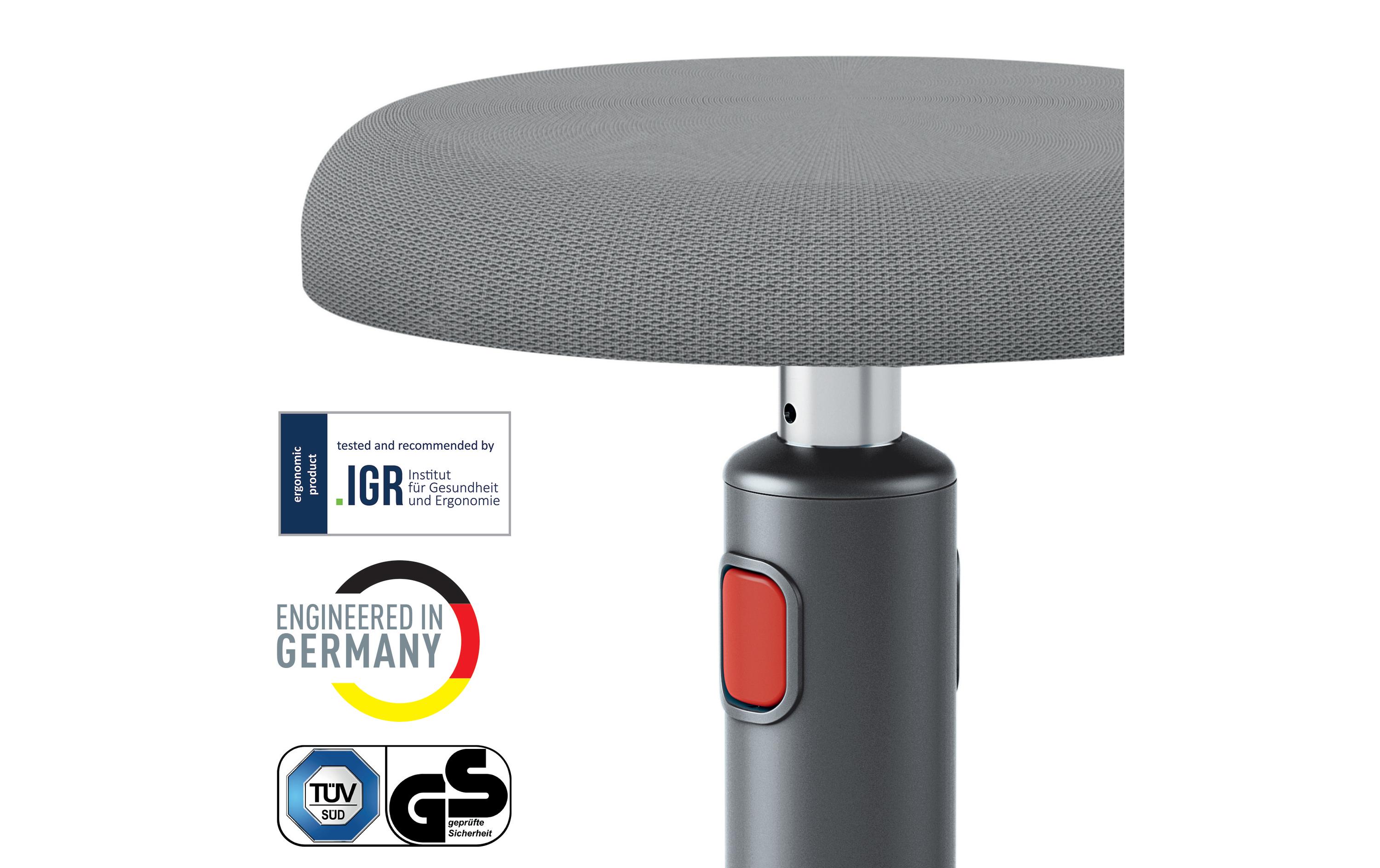 Ergo Cosy Active Sitz und Stehhocker Grau<br>Höhenverstellbarer, ergonomischer Hocker zum Sitzen und Stehen für eine verbesserte Muskelaktivität und bessere Körperhaltung