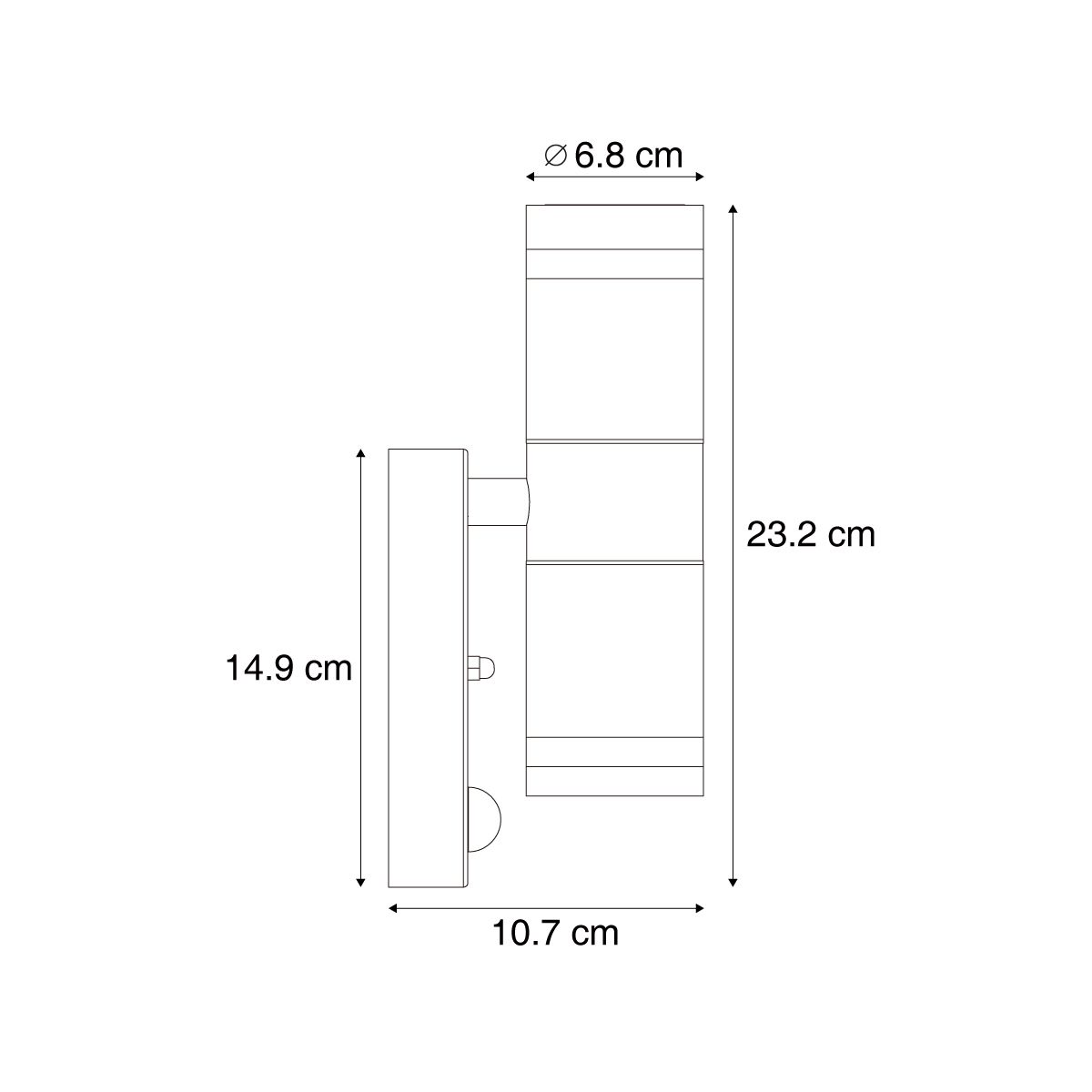 Moderne buiten wandlamp zwart 2-lichts IP44 met bewegingssensor - Dubbla