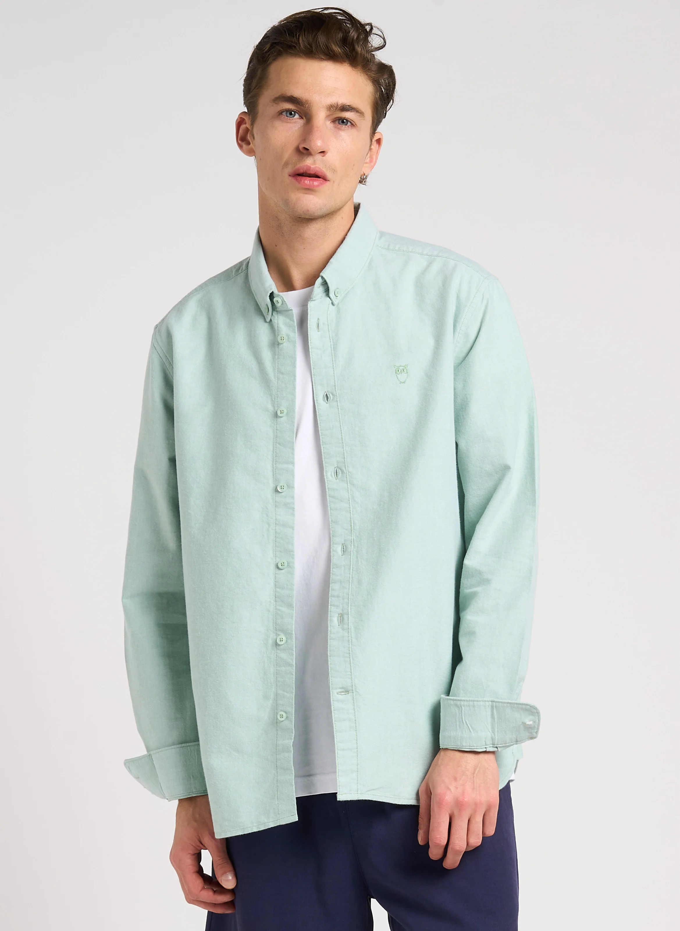 Chemise droite col classique en coton biologique | Vert