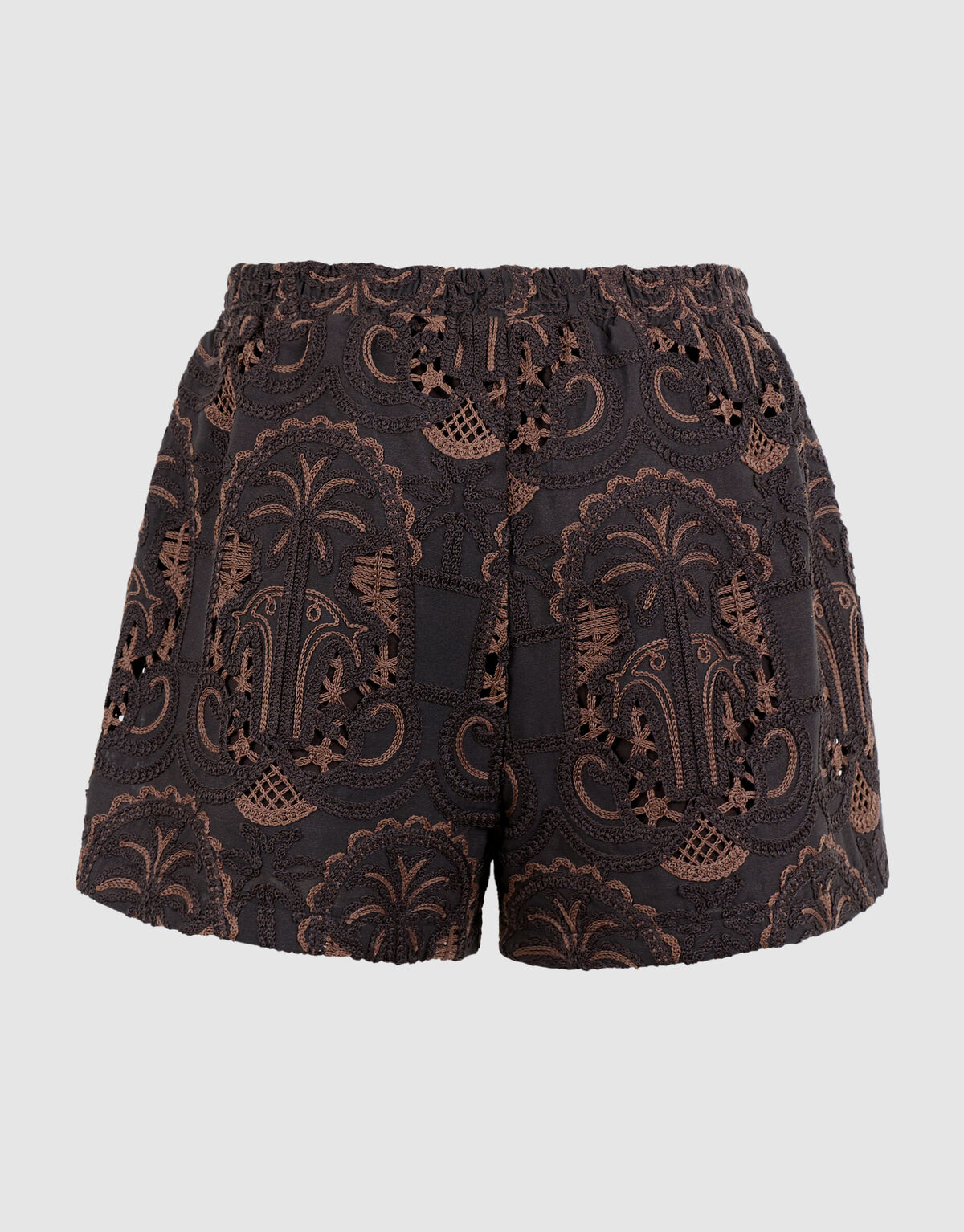 Embroidery Short Donkerbruin