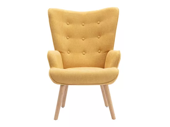 Fauteuil en tissu jaune moutarde VATELY
