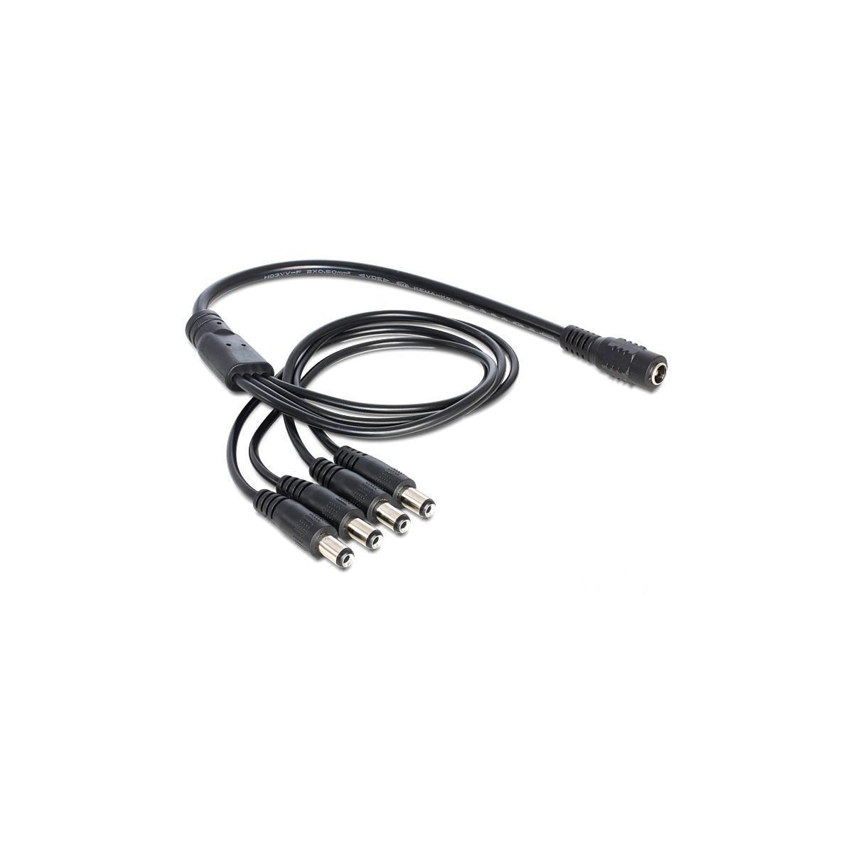 DeLOCK strømsplitter, en 24V DC hun til fire 24V DC han,0,5m, svart