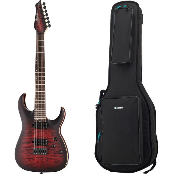 Harley Benton Amarok-7 BKRD Quilted B Bundle