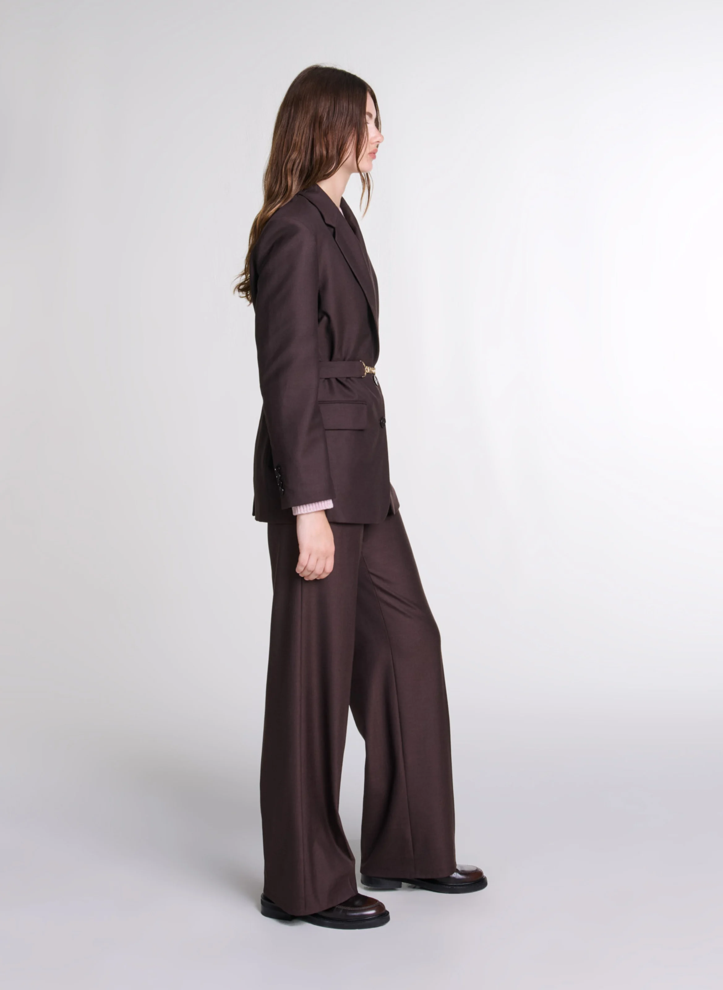 Veste tailleur droite | Marron