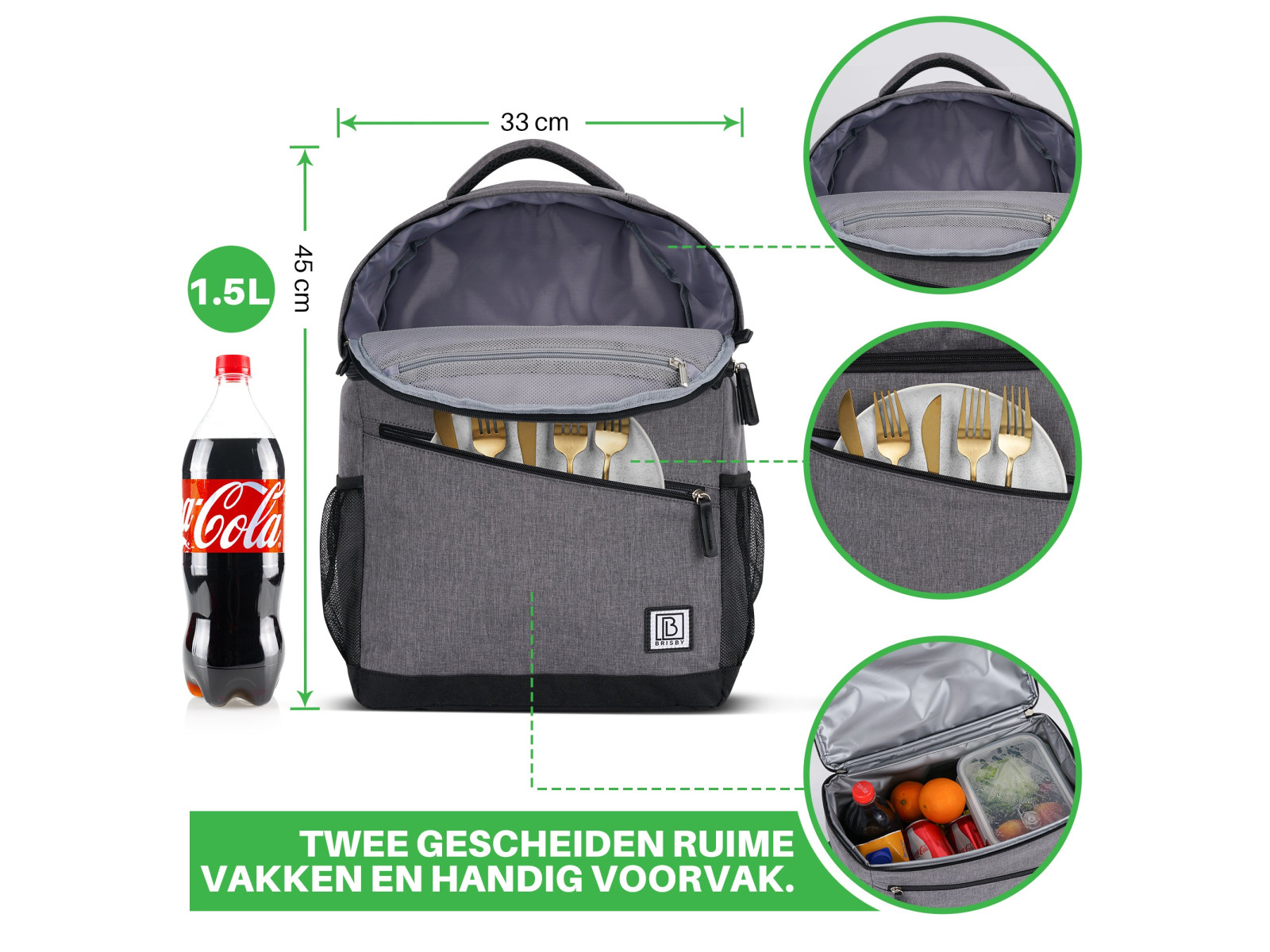 Brisby 25 liter koeltas rugzak - Grey