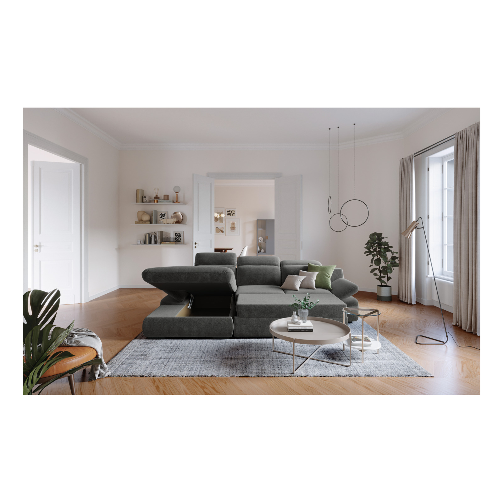 Ecksofa Lorena Stoff, Recamière links