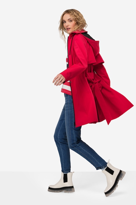 Trenchcoat, Kapuze, Bindegürtel, Langarm